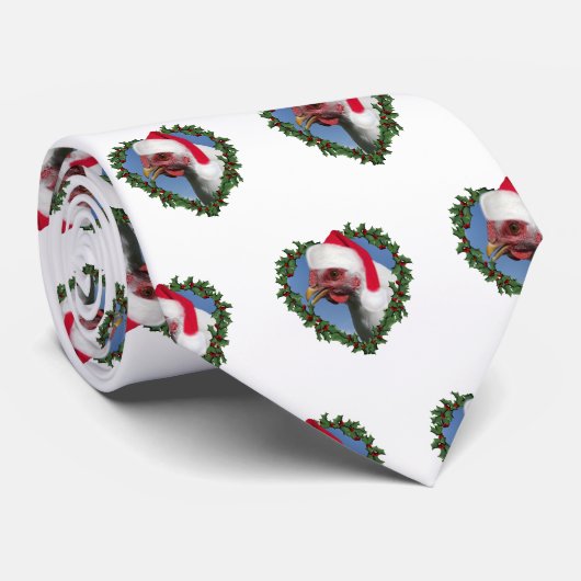 Cravate Poule Blanche dans un Couronne de Noël en forme de (Roulé)