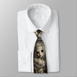 Cravate Poupée hantée gothique Halloween Hommes 80s Horreu