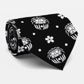 Cravate Poupée japonaise traditionnelle noir et blanc (Roulé)