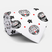 Cravate Poupée japonaise traditionnelle noir et blanc (Roulé)