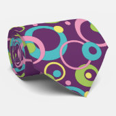 Cravate pour hommes Cercles Violets Funky (Roulé)