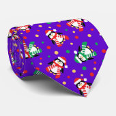 Cravate Pourpre drôle de fête de vacances de pingouins de (Roulé)