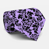 Cravate pourpre et noir Damas (Roulé)