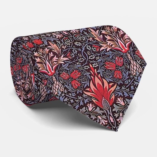 Cravate Pourpre et rouge de fleur de William Morris (Roulé)