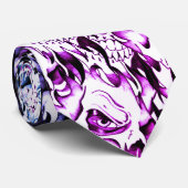 Cravate Pourpre squelettique éffrayant de visage de motif (Roulé)