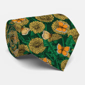 Cravate Pré de Dandelion sur vert foncé (Roulé)