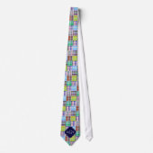 Cravate Préparation Patchwork Madras Navy Quatrefeuilles M (Devant)