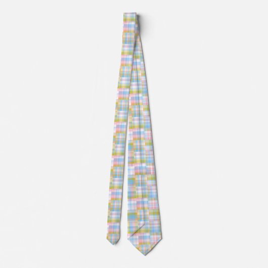 Cravate Preppy Patchwork Look Madras Pastel (Dos)
