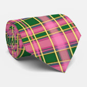 Cravate Preppy Pink & Green Plaid  Neck Tie (Roulé)