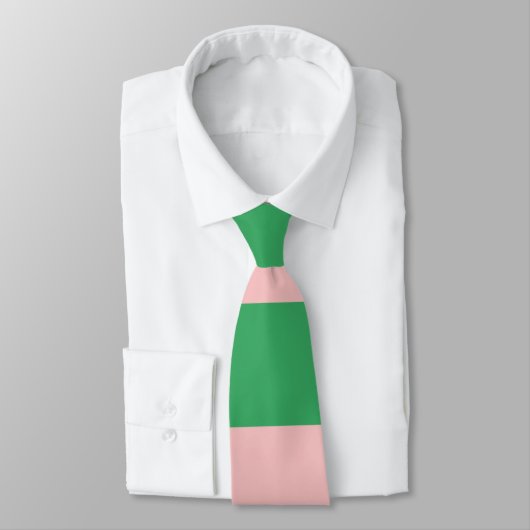 Cravate Preppy rose pâle et vert rayé | Personnalisable (Attaché)