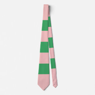 Cravate Preppy rose pâle et vert rayé   Personnalisable