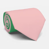 Cravate Preppy rose pâle et vert rayé | Personnalisable (Roulé)