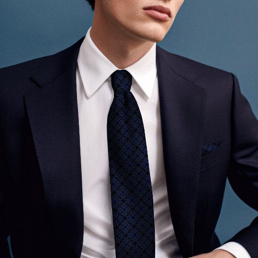 Cravate Primrose bleu marine Floral Vintage Hommes