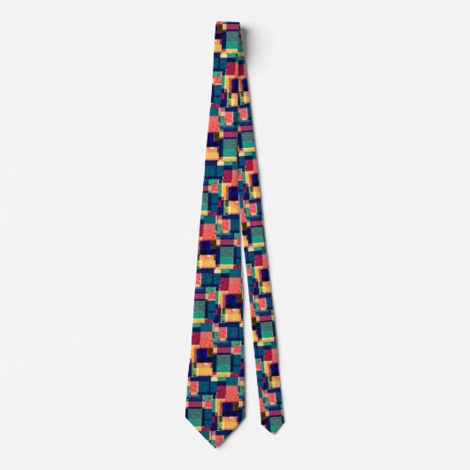Cravate Prismatic Blocks – Modern Abstract Geometric Tie (Devant)
