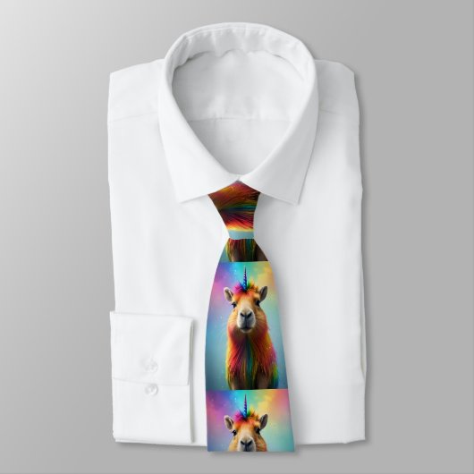 Cravate Prismhorn : Le Capybaraicorn Arc-en-ciel (Attaché)