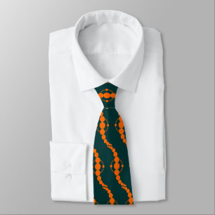 Cravate Procession planétaire - Orange sur Vert foncé