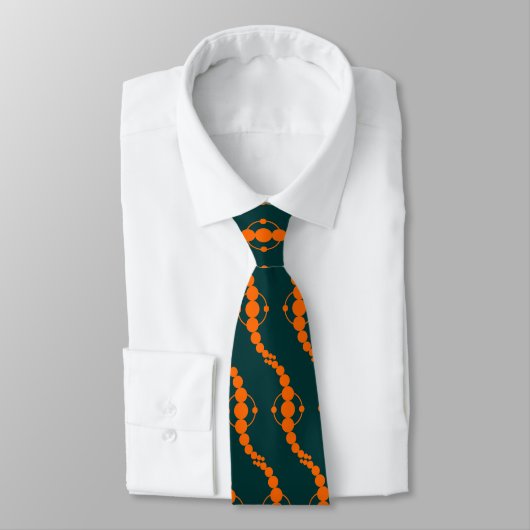 Cravate Procession planétaire - Orange sur Vert foncé (Attaché)