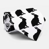 Cravate Profil côté lapin assis noir en blanc (Roulé)