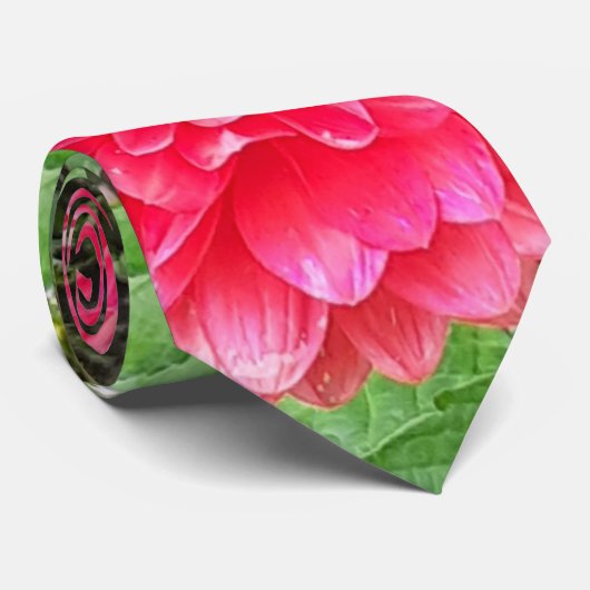 Cravate profond rose Dahlias (Roulé)