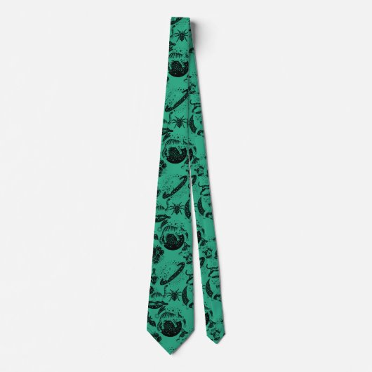 Cravate Psychedelic Cats and etc. PSYCAT01A. Green BG (Devant)