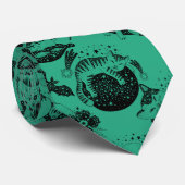 Cravate Psychedelic Cats and etc. PSYCAT01A. Green BG (Roulé)