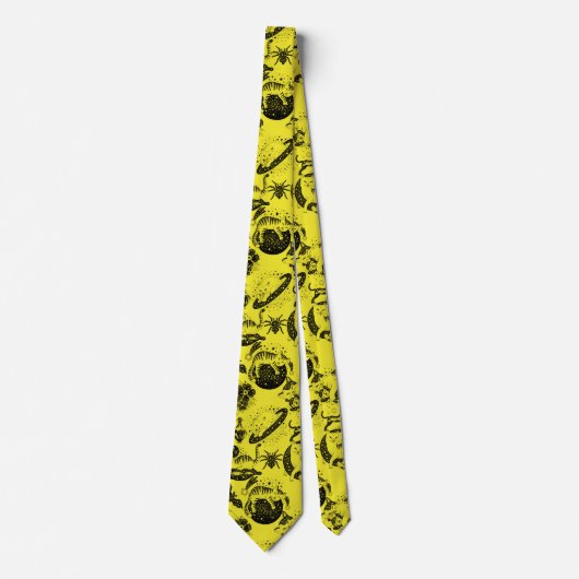 Cravate Psychedelic Cats and etc. PSYCAT01A.Yellow BG (Devant)