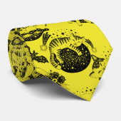 Cravate Psychedelic Cats and etc. PSYCAT01A.Yellow BG (Roulé)