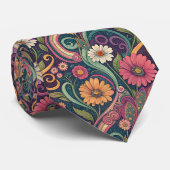 Cravate Psychedelic Floral 1970s Custom Necktie Tie (Roulé)