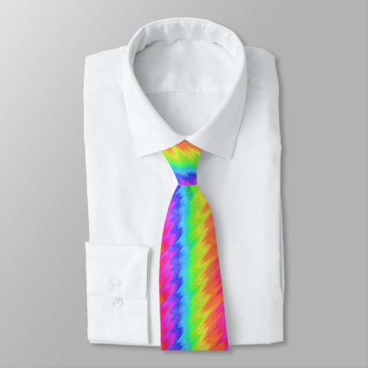 Cravate Psychédélique arc-en-ciel Zigzag Necktie (Attaché)