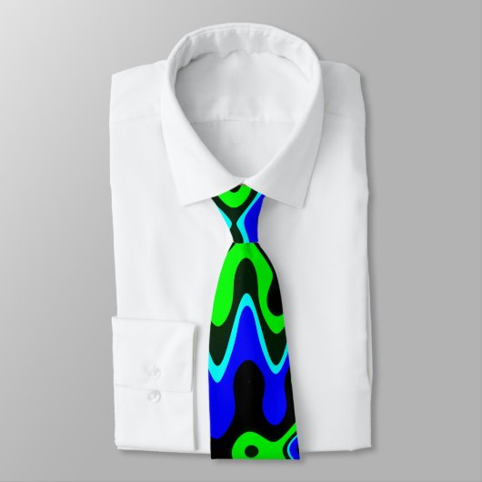 Cravate psychédélique bleu et vert (Attaché)