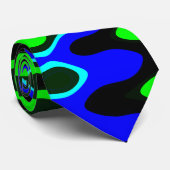 Cravate psychédélique bleu et vert (Roulé)