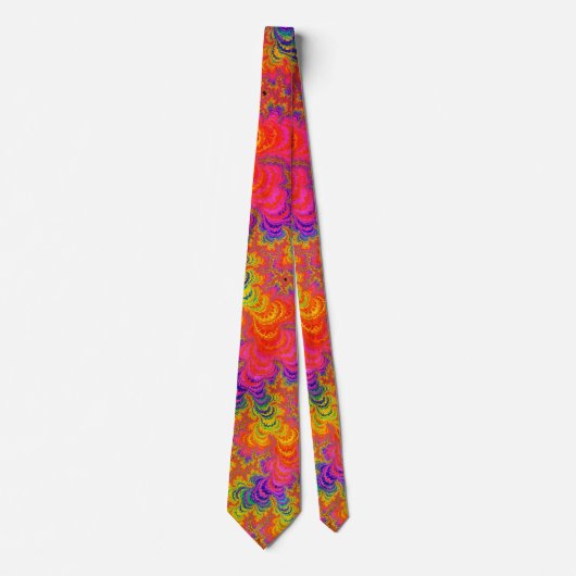 Cravate Psychédélique Funky Hippie Boho Neon arc-en-ciel F (Devant)
