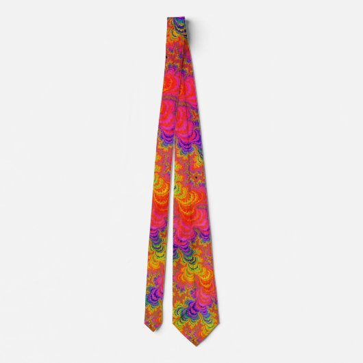 Cravate Psychédélique Funky Hippie Boho Neon arc-en-ciel F (Dos)