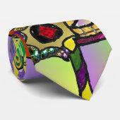 Cravate Psychédélique Mardi Gras Masque Art Imprimer (Roulé)