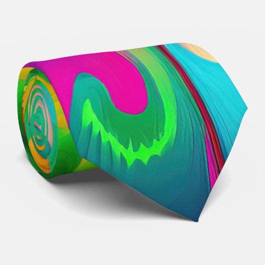 Cravate Psychédélique Tie Dye Retro Surreal (Roulé)