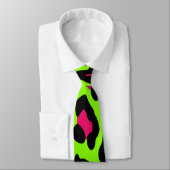 Cravate Psycho Crâne Lime Green Leopard (Attaché)