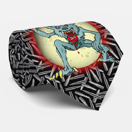 Cravate Puces d'argent, Pleine lune de loup-garou gris Hal (Roulé)