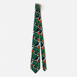Cravate Puffin Motif vert verdoyant