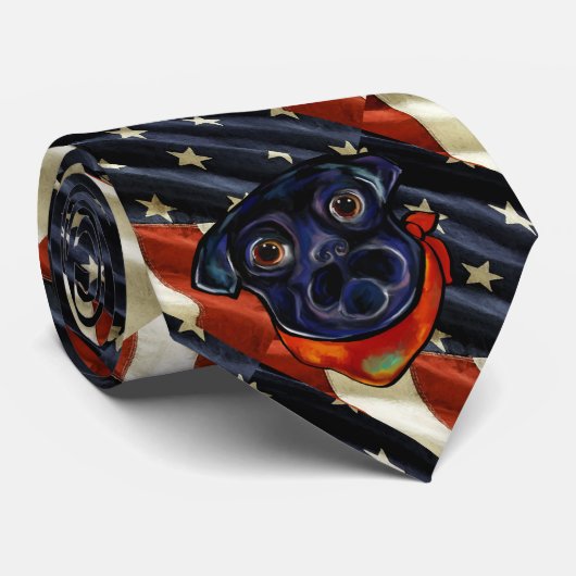 CRAVATE PUG NOIR (Roulé)