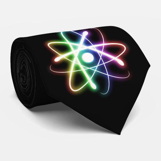 Cravate Puissance atomique colorée | Cadeaux Geeks noirs (Roulé)