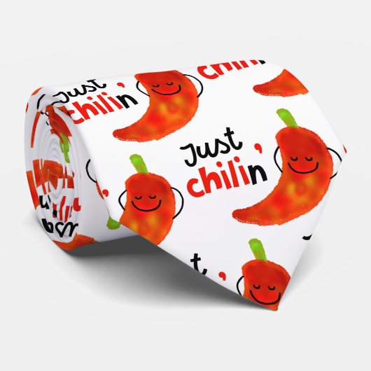 Cravate Pun à poivre chili positif - Juste Chilin (Roulé)