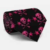 Cravate punk noire et rose (Roulé)