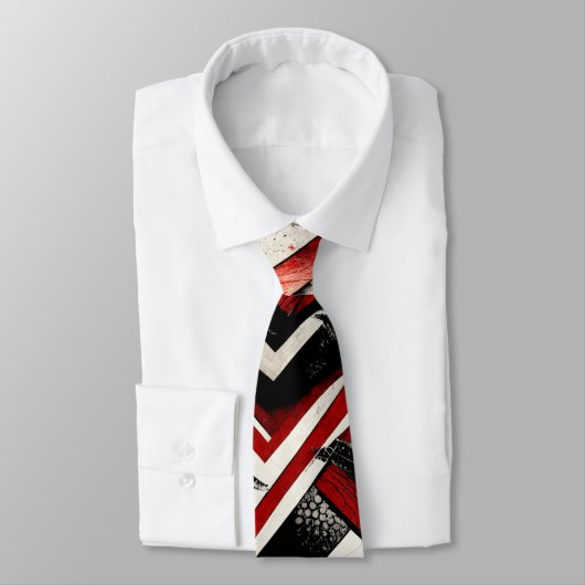 Cravate Punk Rock Red Black White Grunge Pattern (Attaché)