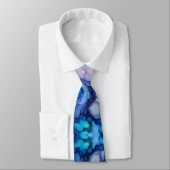 Cravate Purple and Blue Fluid Ink Abstract Dreamy Bold (Attaché)