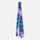 Cravate Purple and Blue Fluid Ink Abstract Dreamy Bold (Dos)