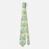 Cravate Purple and Orange Flowers on Light Green Ties (Devant)