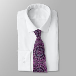 Cravate Purple and Pink Kaleidoscopic Medallion Pattern