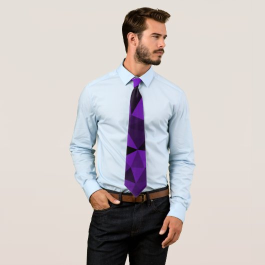 Cravate Purple black geometric mesh pattern (En situation)