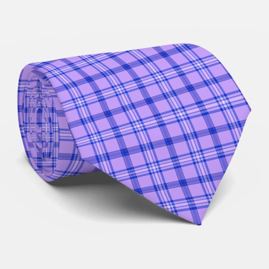 Cravate Purple Blue Plaid Classic Pattern Bright Neck Tie (Roulé)