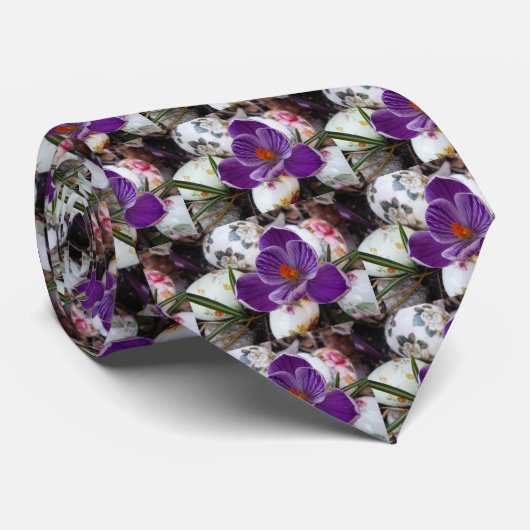 Cravate Purple Crocus et Floral Easter Eggs (Roulé)